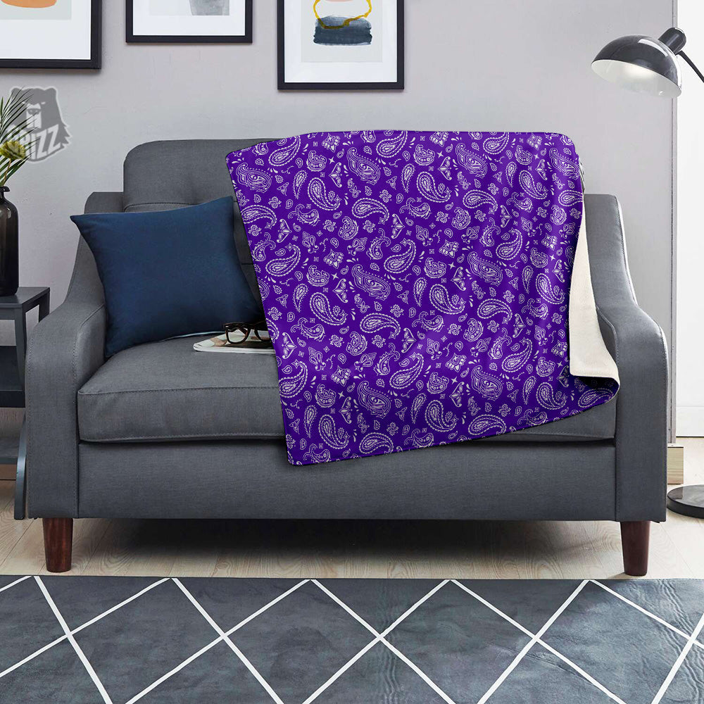 Purple Paisley Bandana Print Blanket-grizzshop