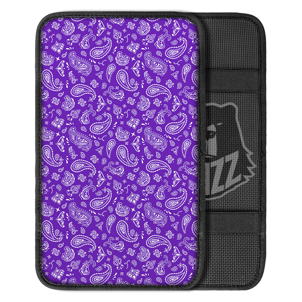 Purple Paisley Bandana Print Car Center Console Cover-grizzshop