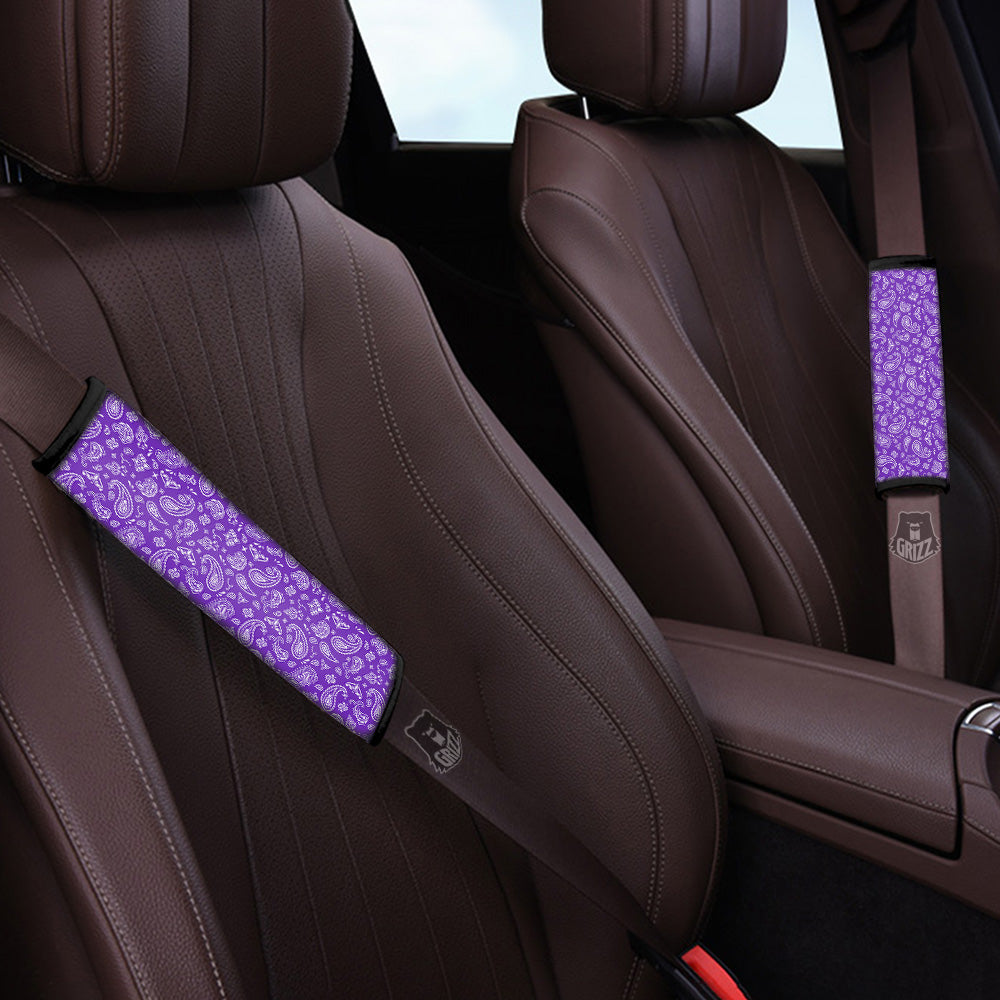 Purple Paisley Bandana Print Car Seat Belt Cover-grizzshop