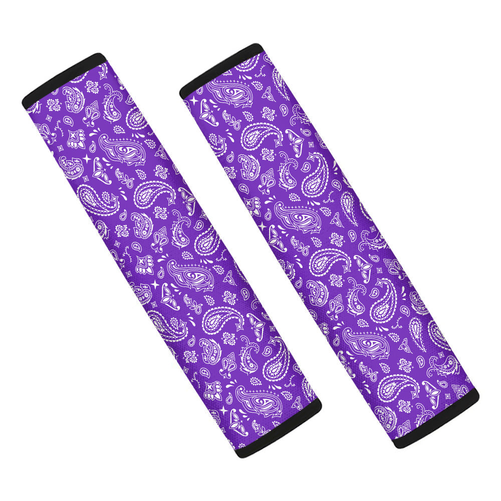 Purple Paisley Bandana Print Car Seat Belt Cover-grizzshop