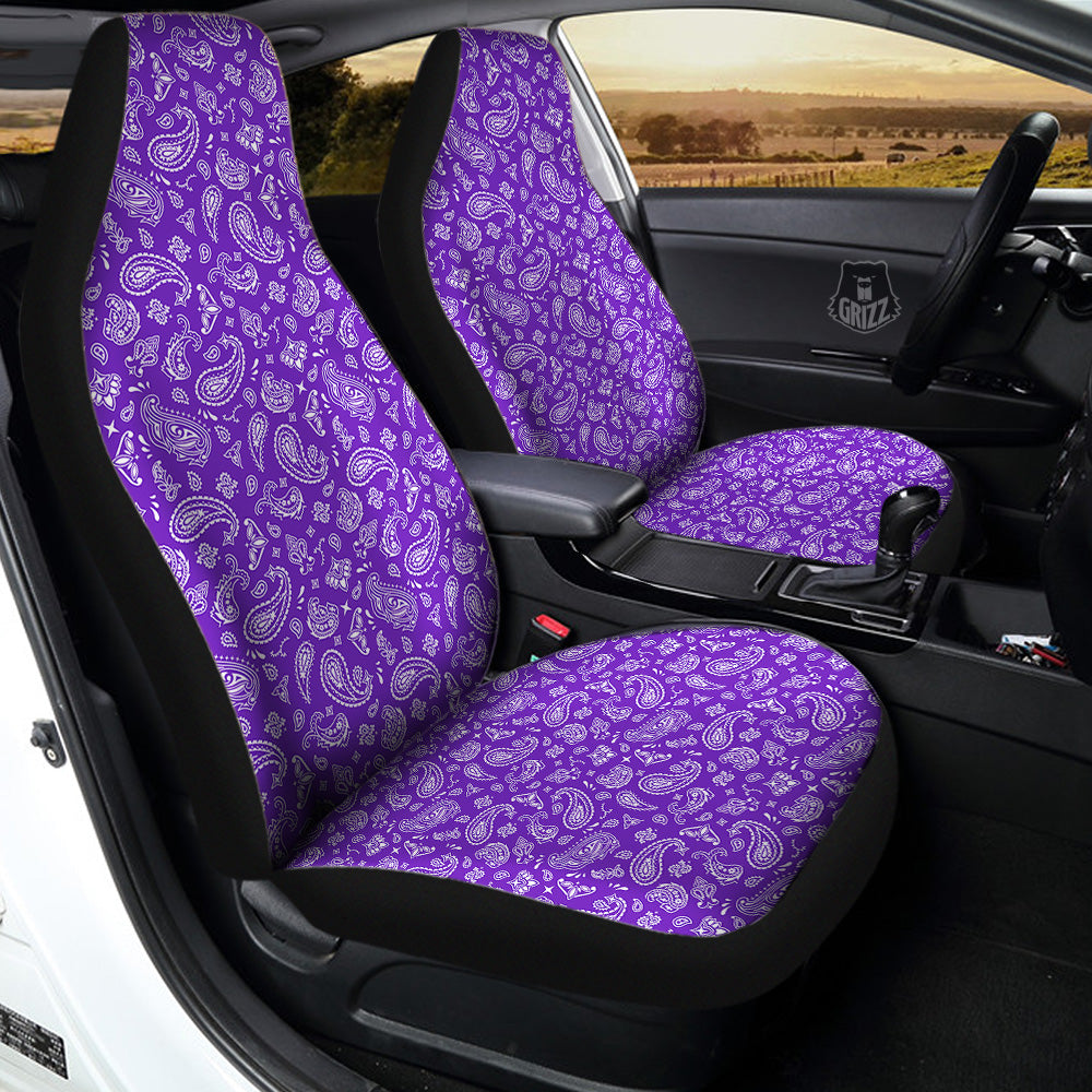 Purple Paisley Bandana Print Car Seat Covers-grizzshop