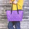 Purple Paisley Bandana Print Leather Tote Bag-grizzshop