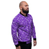 Purple Paisley Bandana Print Men's Bomber Jacket-grizzshop