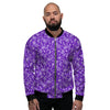 Purple Paisley Bandana Print Men's Bomber Jacket-grizzshop