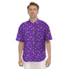 Purple Paisley Bandana Print Men's Short Sleeve Shirts-grizzshop