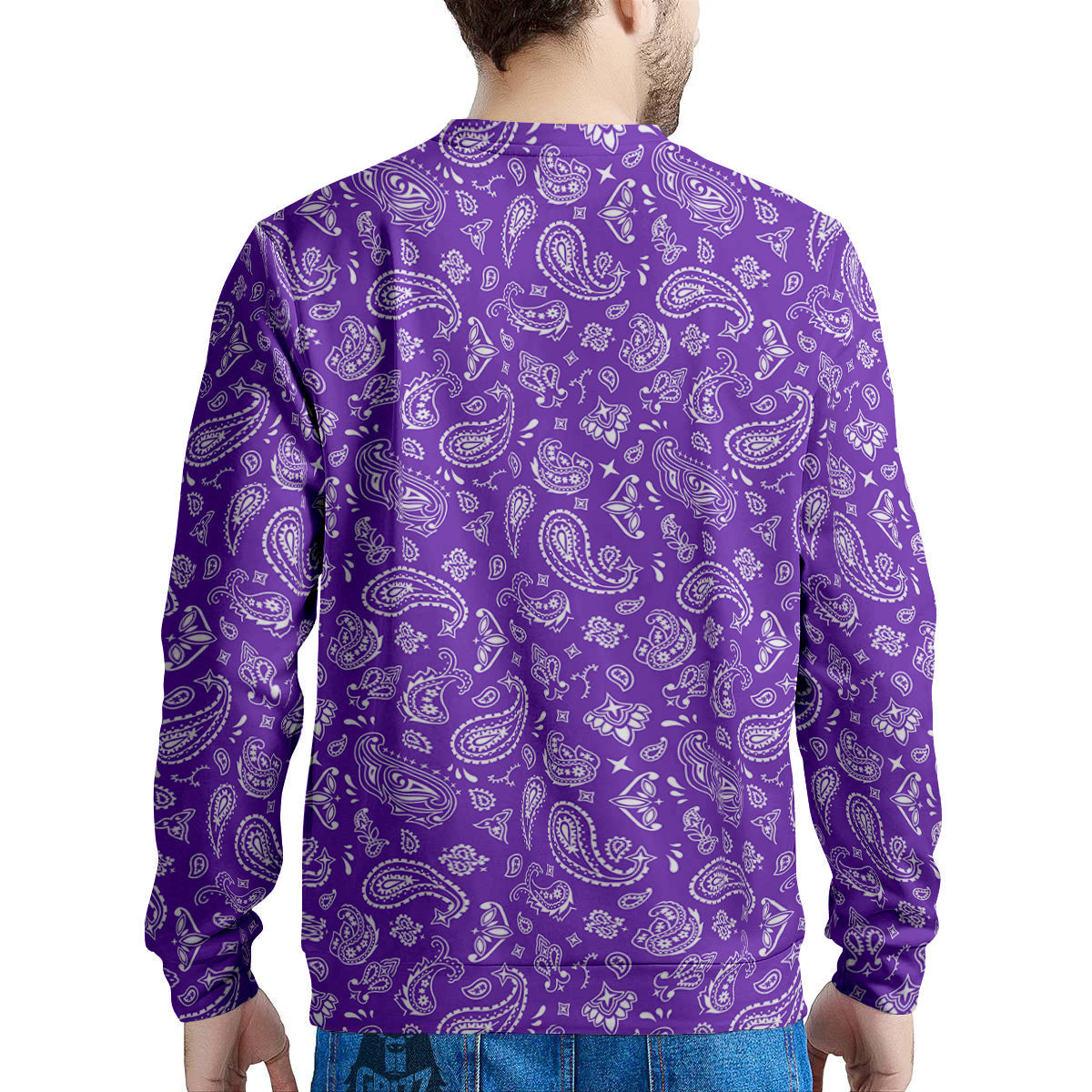 Purple Paisley Bandana Print Men's Sweatshirt-grizzshop