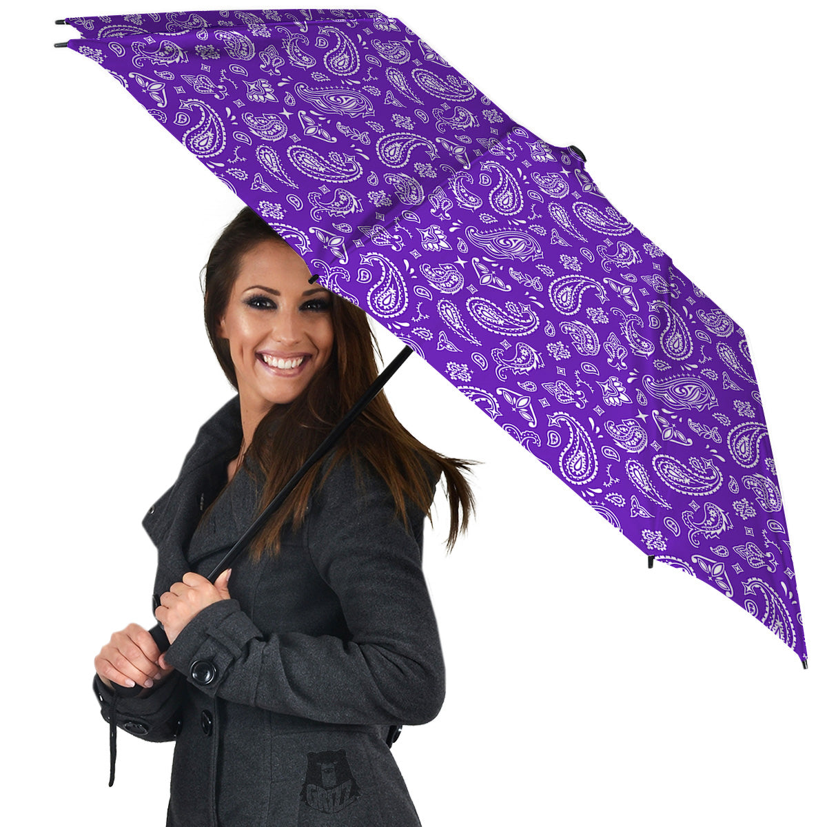 Purple Paisley Bandana Print Umbrella-grizzshop