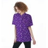 Purple Paisley Bandana Print Women's Short Sleeve Shirts-grizzshop