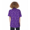 Purple Paisley Bandana Print Women's Short Sleeve Shirts-grizzshop