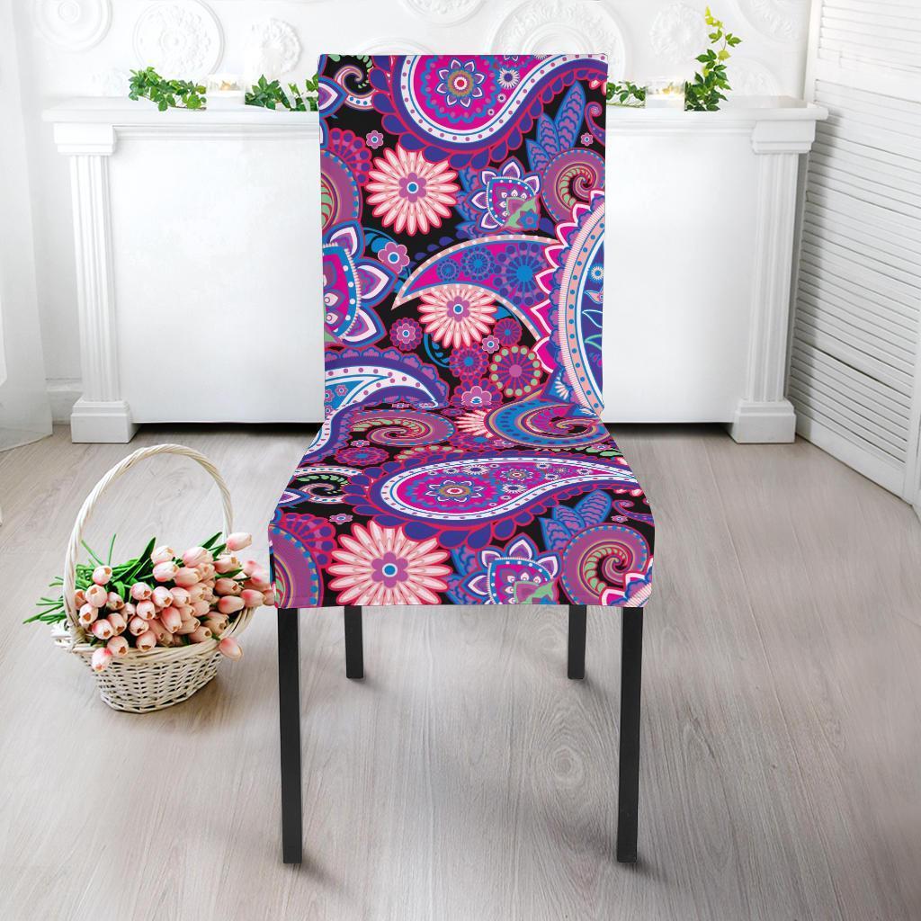 Purple Paisley Pattern Print Chair Cover-grizzshop