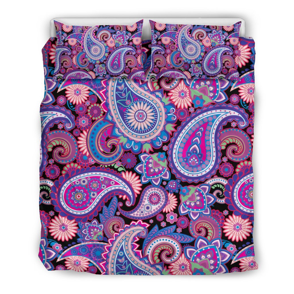 Purple Paisley Pattern Print Duvet Cover Bedding Set-grizzshop