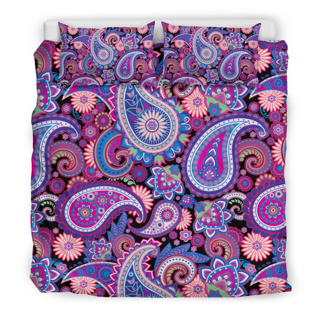 Purple Paisley Pattern Print Duvet Cover Bedding Set-grizzshop