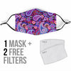 Purple Paisley Pattern Print Face Mask-grizzshop