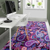 Purple Paisley Pattern Print Floor Mat-grizzshop