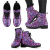 Purple Paisley Pattern Print Men Women Leather Boots-grizzshop