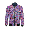 Purple Paisley Pattern Print Men's Bomber Jacket-grizzshop