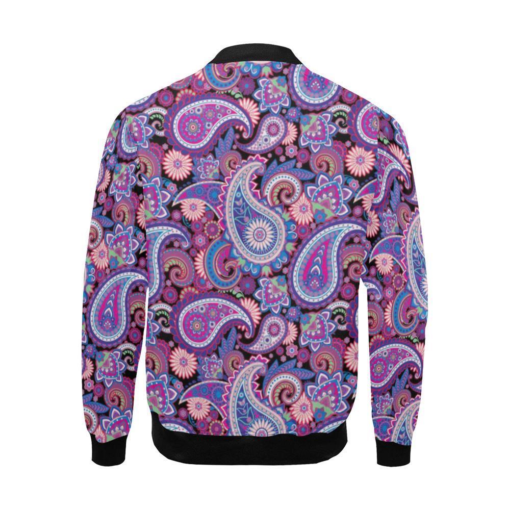 Purple Paisley Pattern Print Men's Bomber Jacket-grizzshop