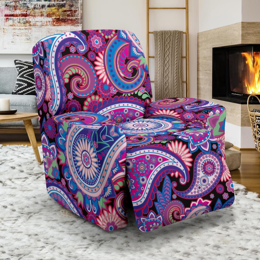 Purple Paisley Pattern Print Recliner Cover