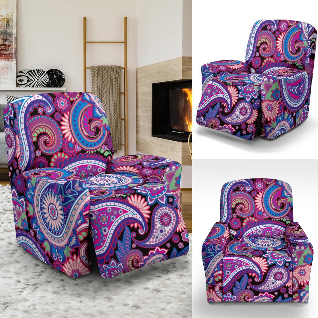 Purple Paisley Pattern Print Recliner Cover-grizzshop