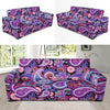 Purple Paisley Pattern Print Sofa Covers-grizzshop