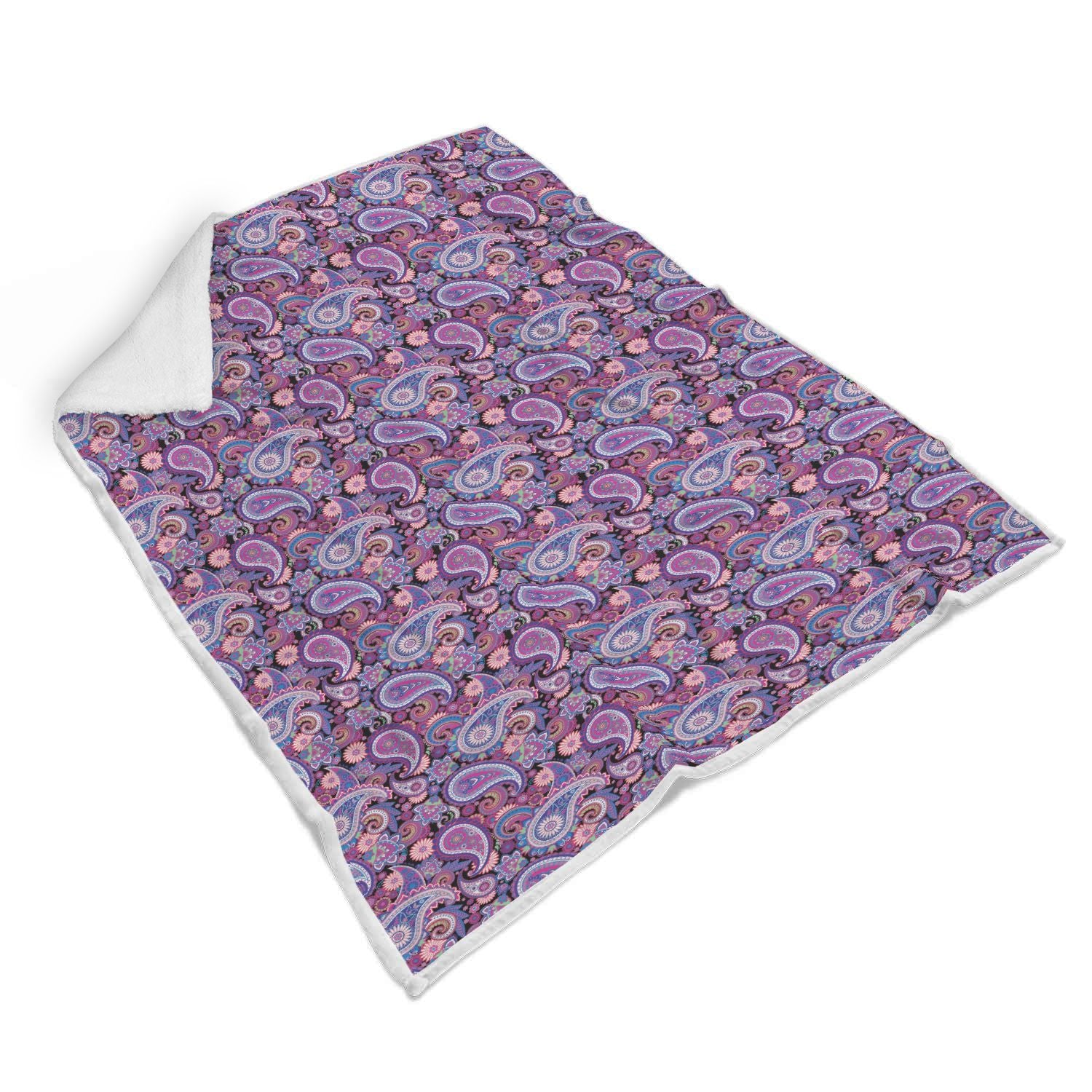 Purple Paisley Pattern Print Throw Blanket-grizzshop