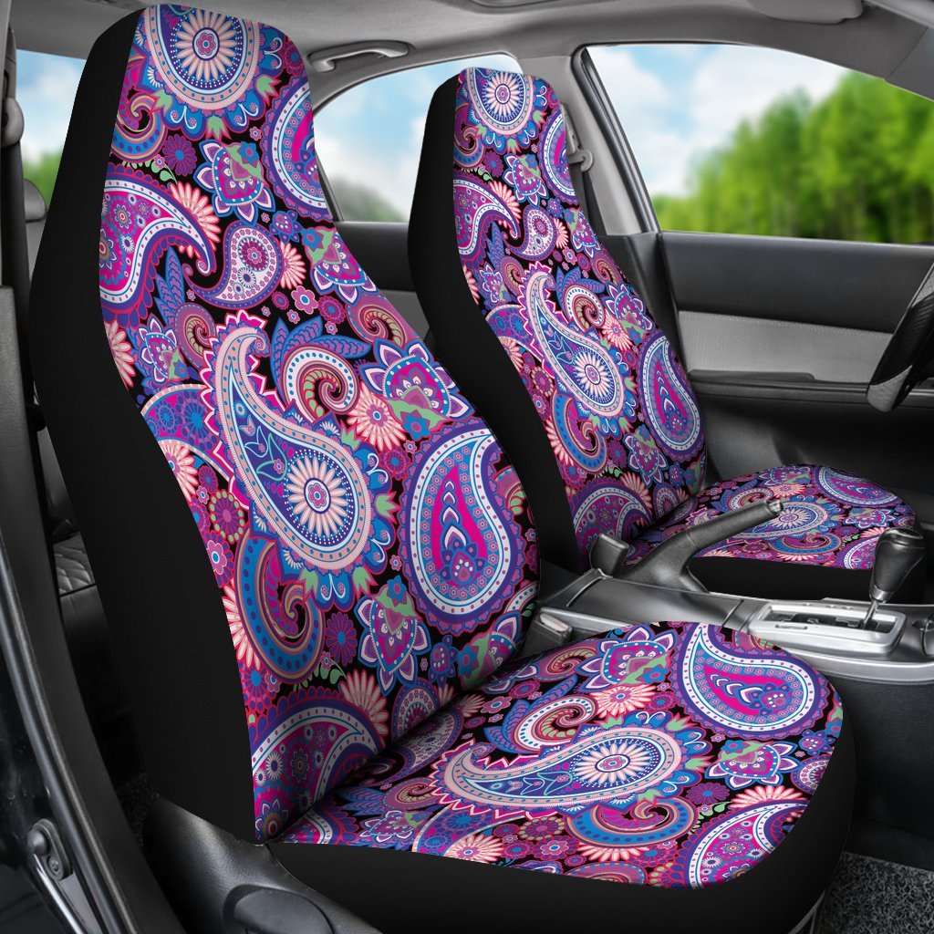 Purple Paisley Pattern Print Universal Fit Car Seat Cover-grizzshop