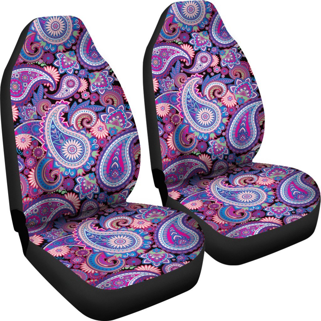 Purple Paisley Pattern Print Universal Fit Car Seat Cover-grizzshop