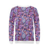 Purple Paisley Pattern Print Women Crewneck Sweatshirt-grizzshop