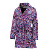 Purple Paisley Pattern Print Women Long Robe-grizzshop