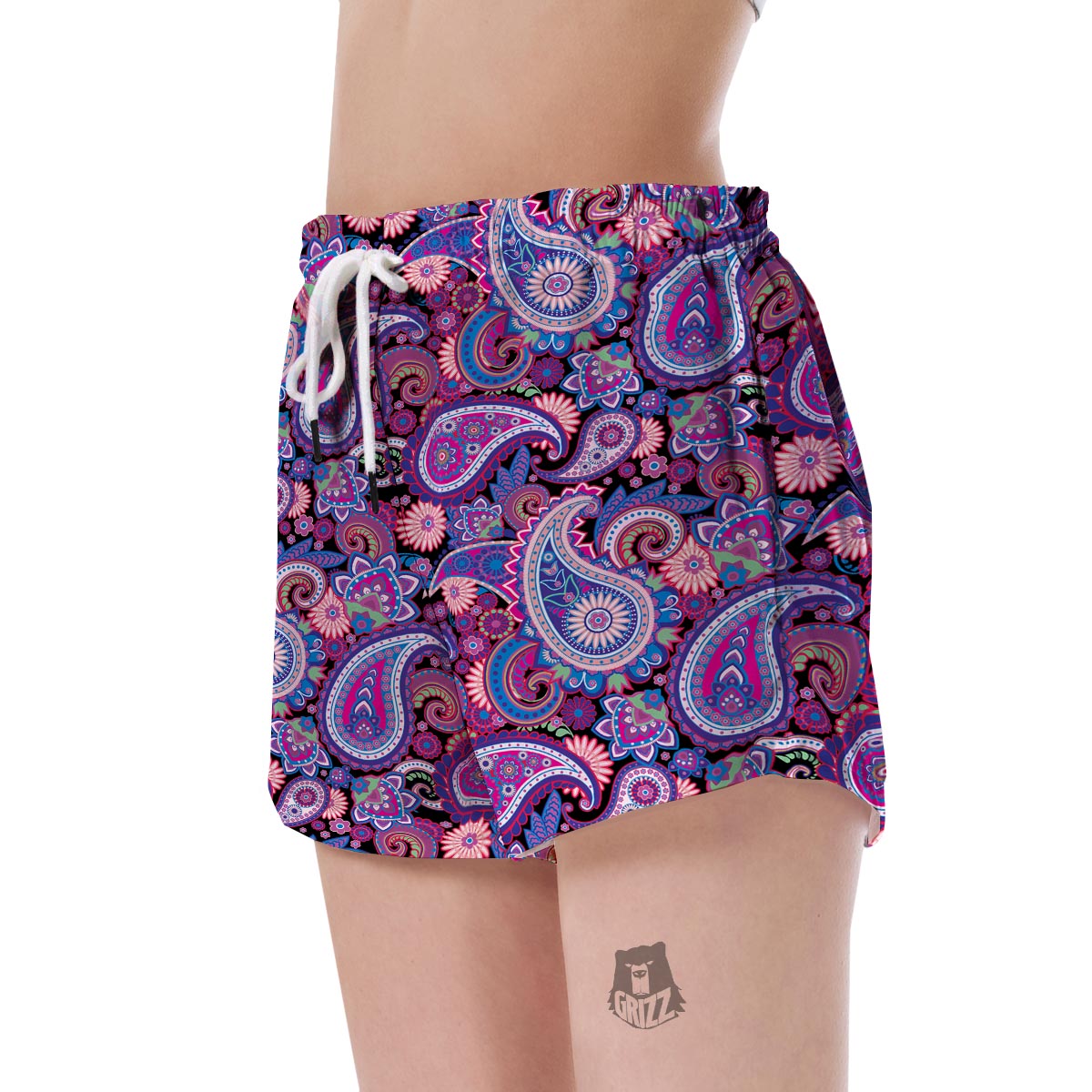 Purple Paisley Pattern Print Women's Shorts-grizzshop