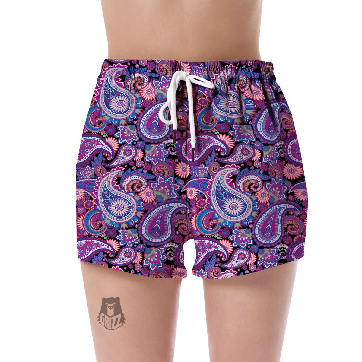 Purple Paisley Pattern Print Women's Shorts-grizzshop