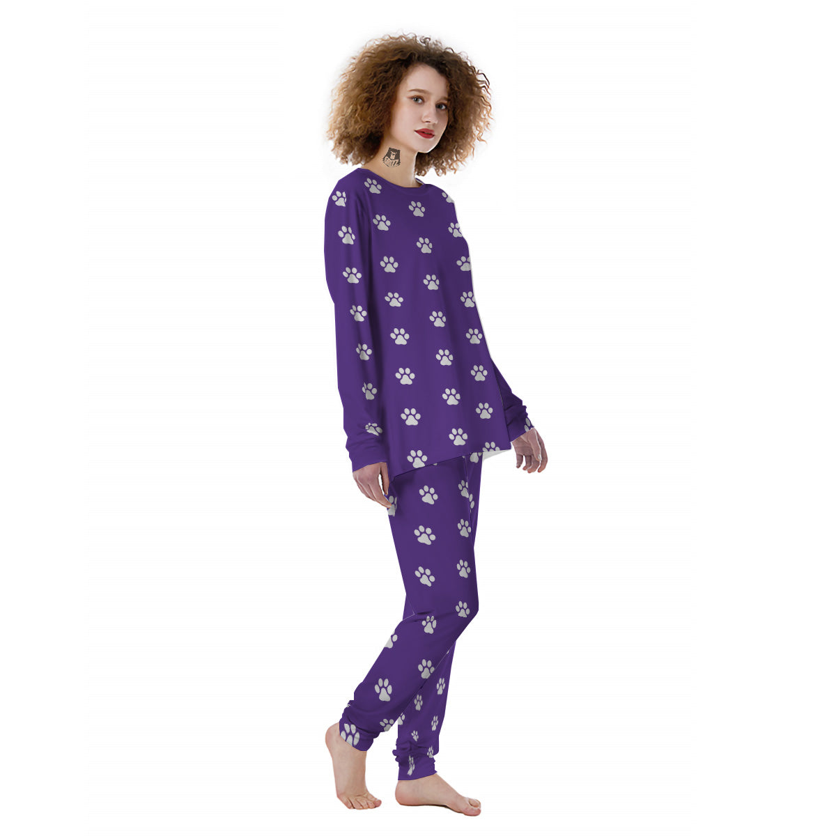 Purple Paw Print Women's Pajamas-grizzshop