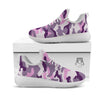 Purple Pink And Grey Camouflage Print White Athletic Shoes-grizzshop