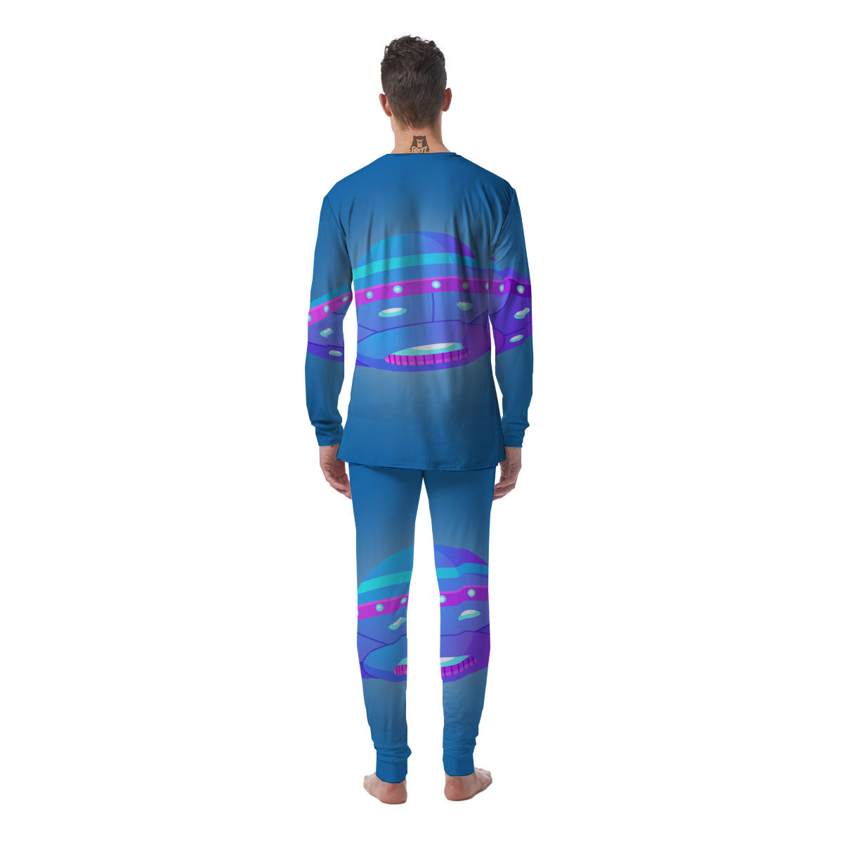 Purple Pink UFO Print Men's Pajamas-grizzshop