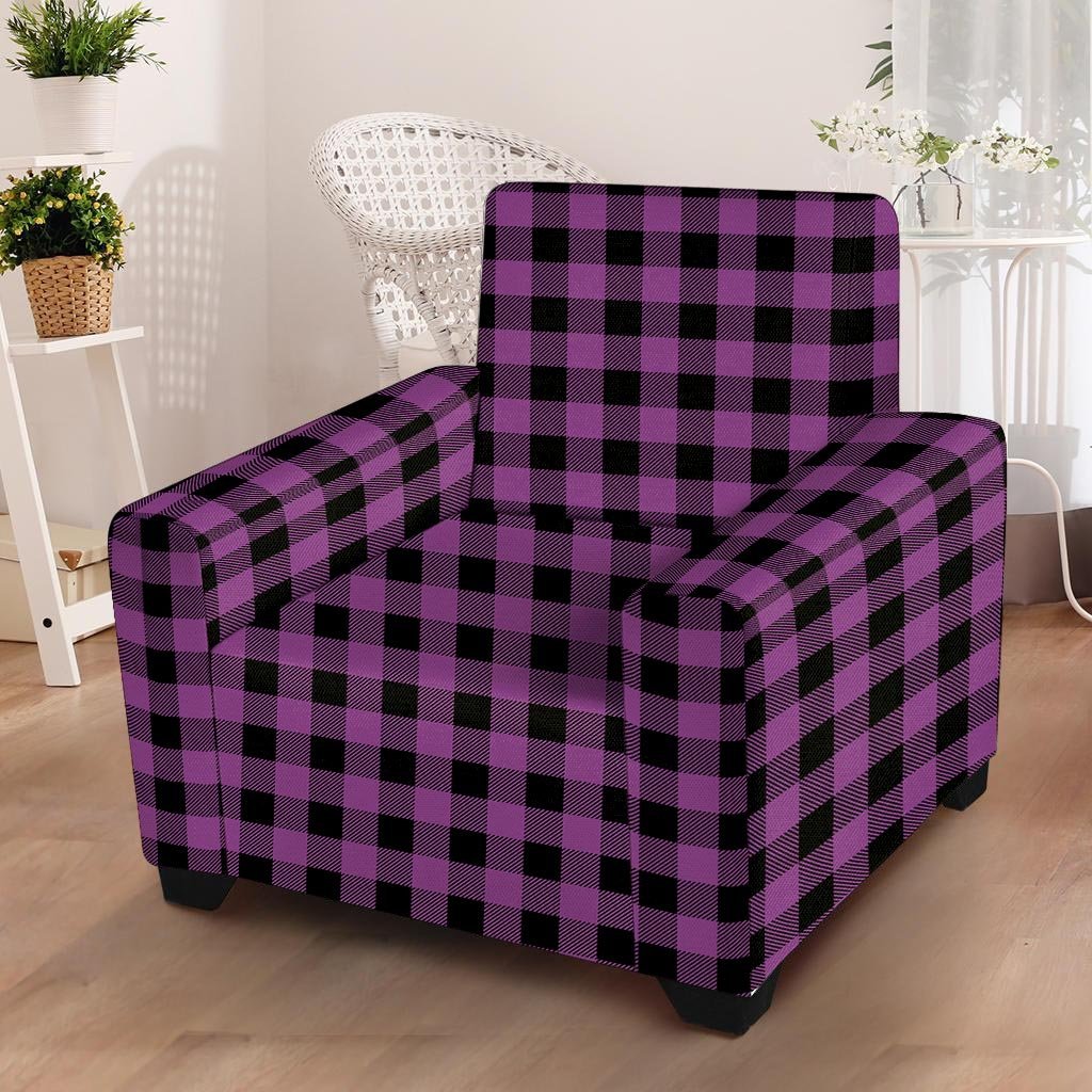 Purple Plaid Armchair Cover-grizzshop