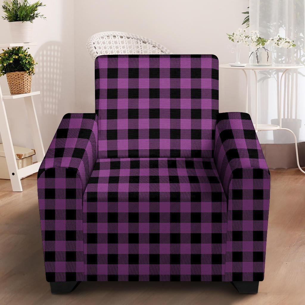 Purple Plaid Armchair Cover-grizzshop