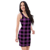 Purple Plaid Bodycon Dress-grizzshop