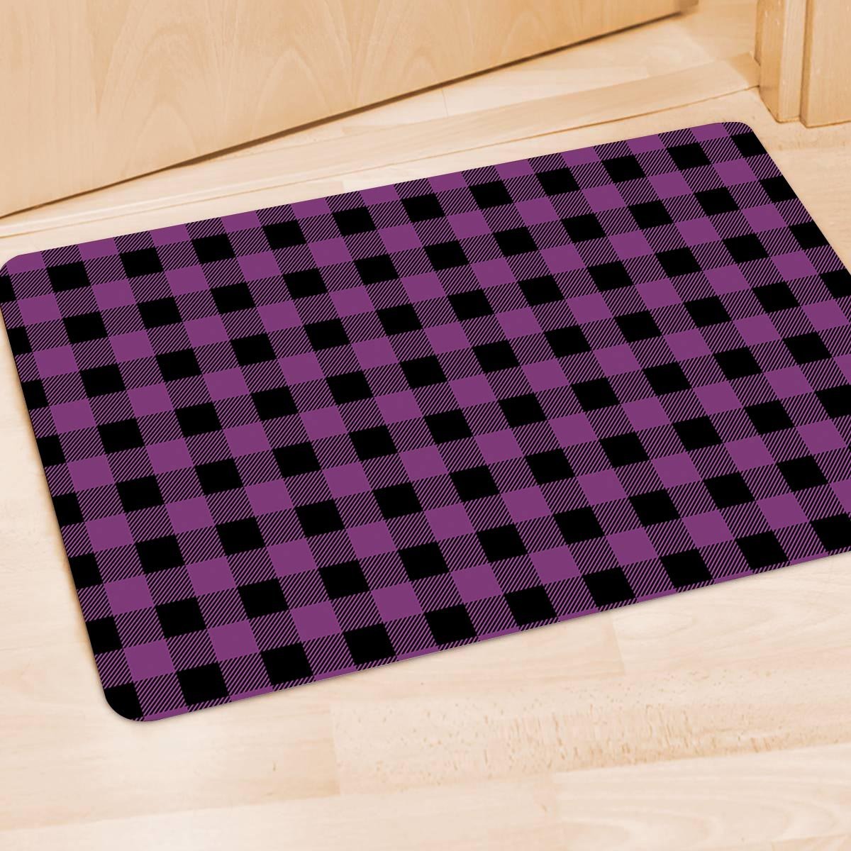 Purple Plaid Door Mat-grizzshop