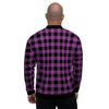 Purple Plaid Men's Bomber Jacket-grizzshop