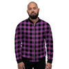 Purple Plaid Men's Bomber Jacket-grizzshop