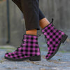 Purple Plaid Men's Boots-grizzshop