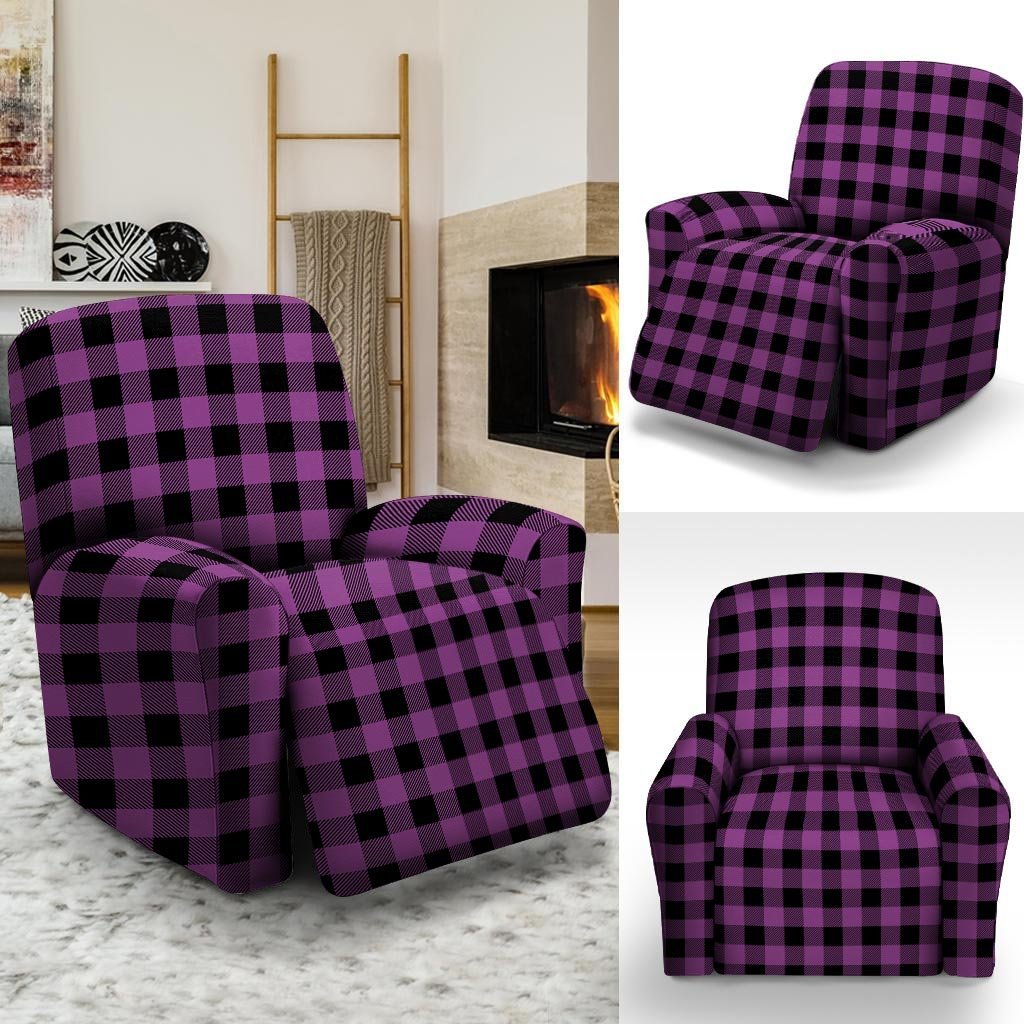 Purple Plaid Recliner Cover-grizzshop