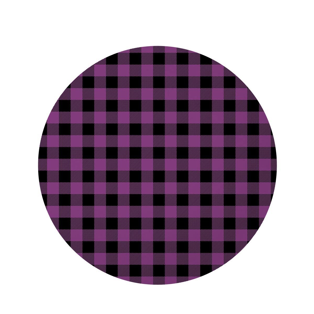 Purple Plaid Round Rug-grizzshop