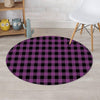 Purple Plaid Round Rug-grizzshop