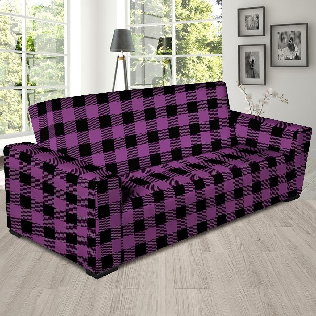 Purple Plaid Sofa Cover-grizzshop