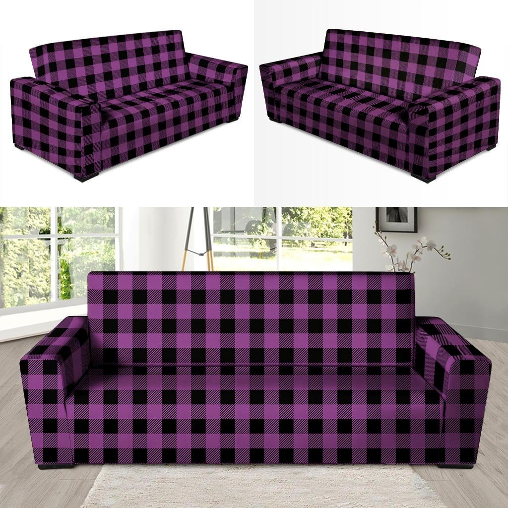 Purple Plaid Sofa Cover-grizzshop