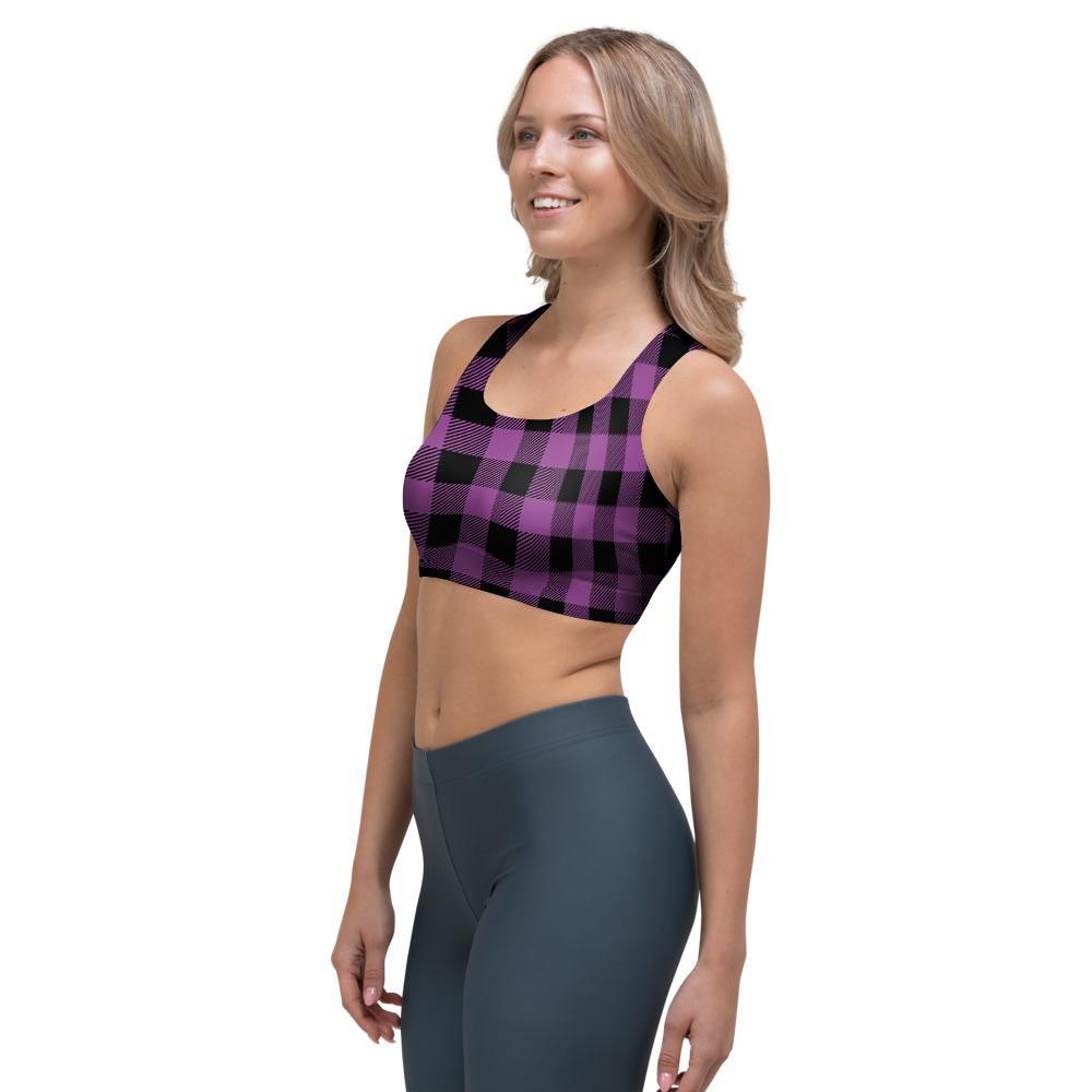 Purple Plaid Sports Bra-grizzshop