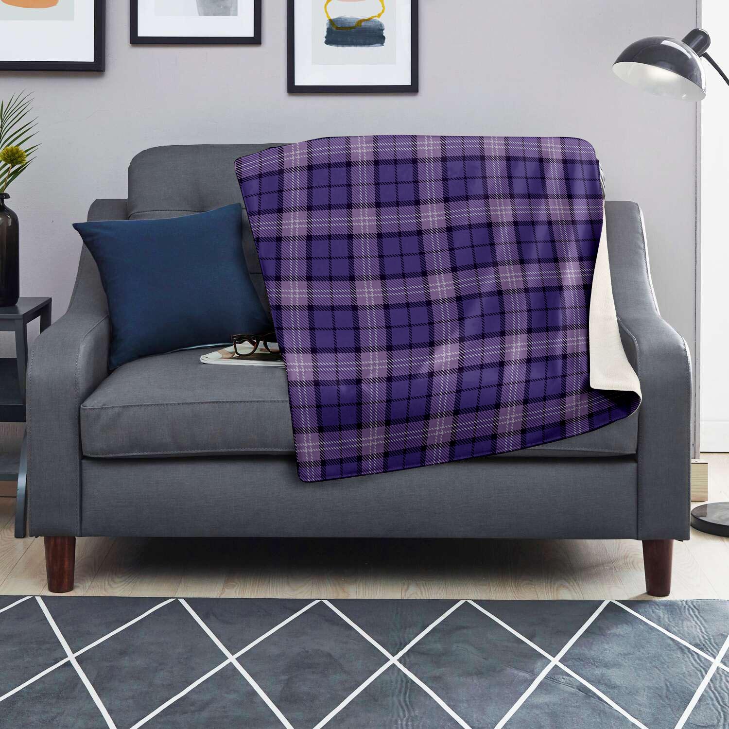 Purple Plaid Tartan Blanket-grizzshop