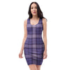 Purple Plaid Tartan Bodycon Dress-grizzshop