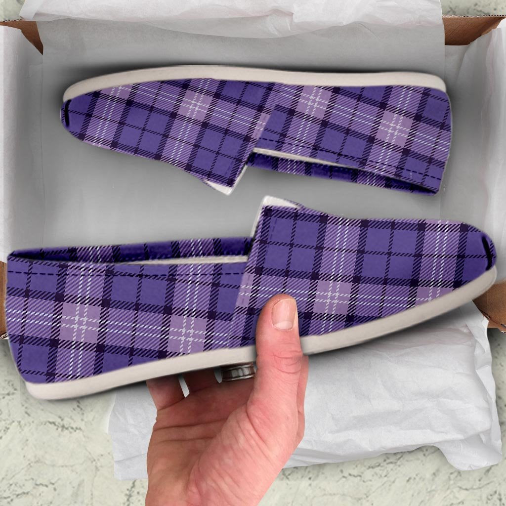 Purple Plaid Tartan Canvas Shoes-grizzshop